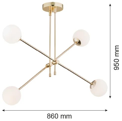 Argon 1695 - Csillár rúdon ABSTRACT 4xE14/7W/230V sárgaréz
