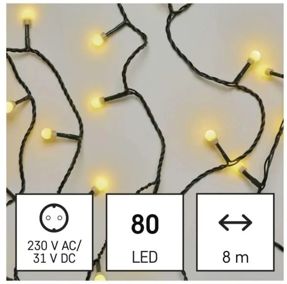 LED karácsonyi fényfüzér 80 LED/230V/8 funkciós 13 m IP44 meleg fehér