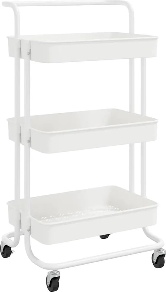 vidaXL fehér 3 szintes vas és ABS konyhai kerekes kocsi 42x35x85 cm