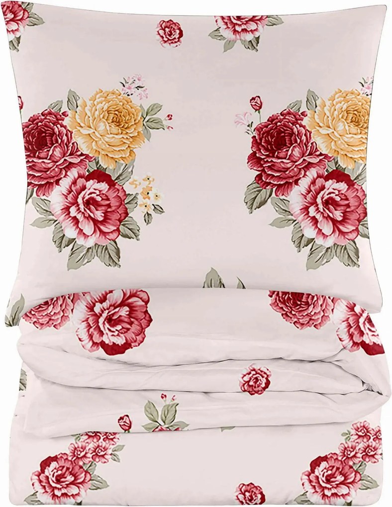 Kétszemélyes ágyneműhuzat garnitúra Virágok Rózsa 200x200 2 párnahuzattal70x80