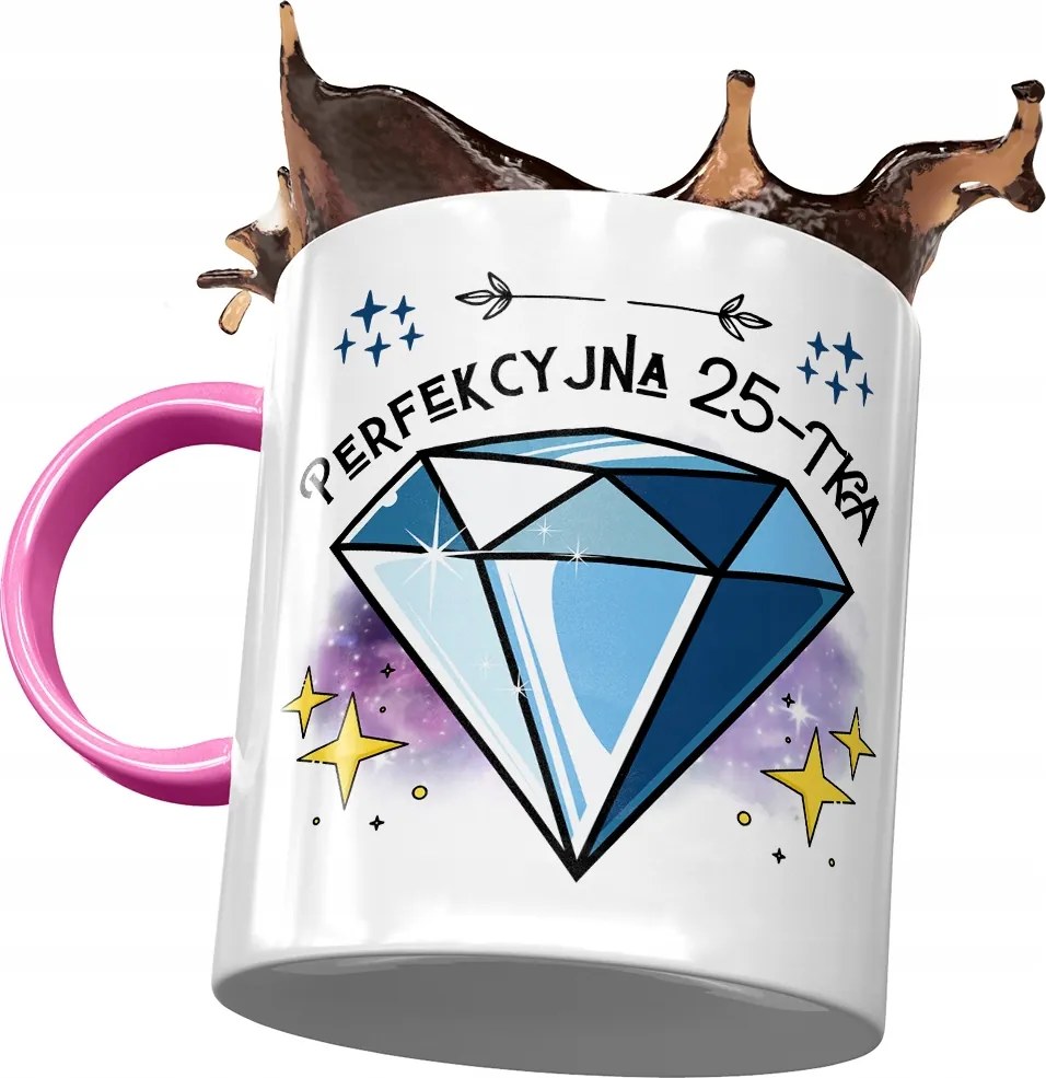 Rózsaszín Bögre Születésnapra 25 25. 25. Ajándék Nyomtatott Fotóval