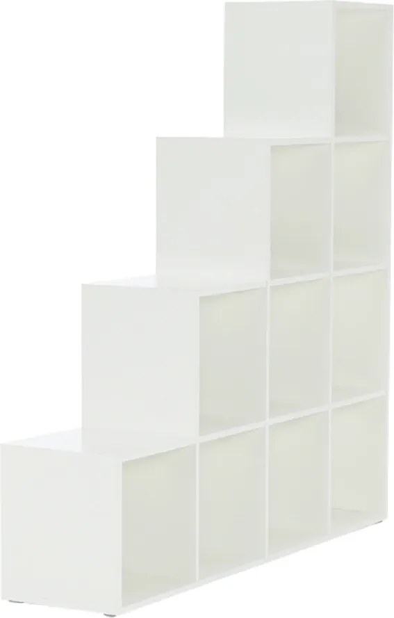 könyvespolc piramis, fehér, laminált DTD, NORAH