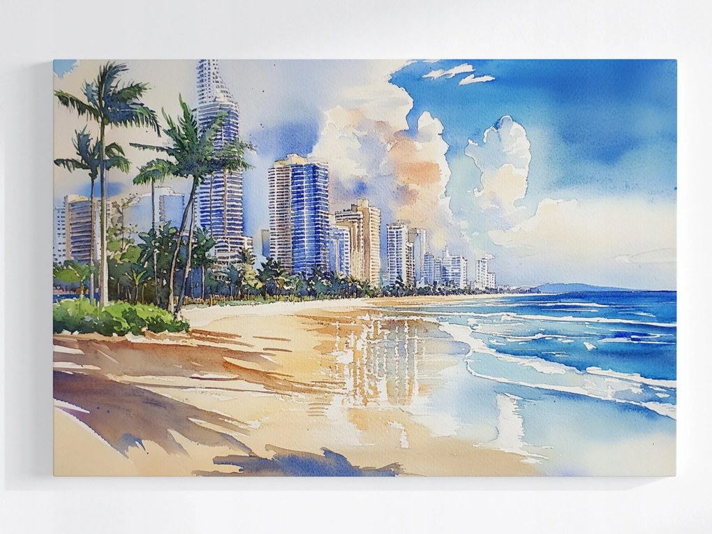 Poszter Tájkép Város Tengerpart Óceán Felhőkarcolók Ausztrália 60x40