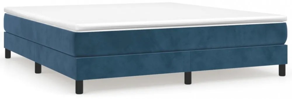 sötétkék bársony rugós ágykeret 160x200 cm