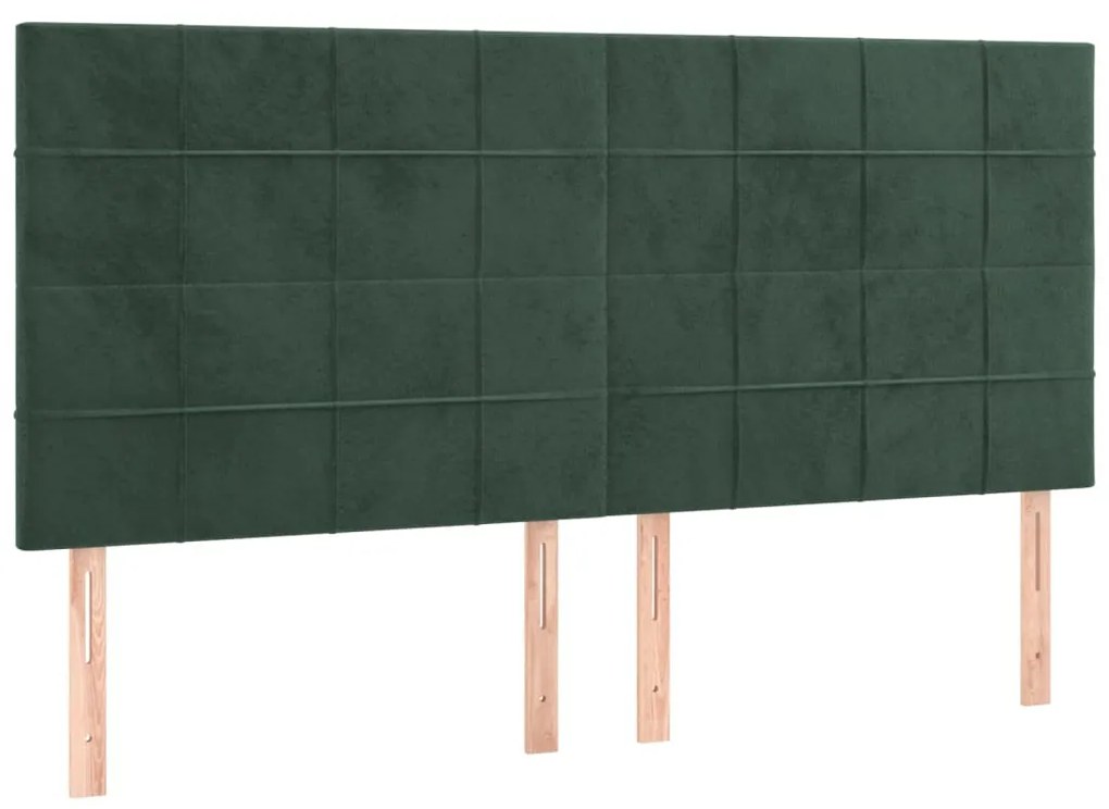 sötétzöld bársony LED-es fejtámla 180x5x118/128 cm