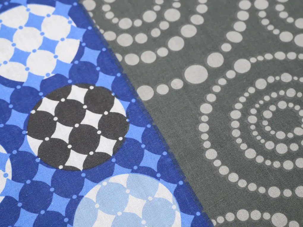 Poliészter-pamut ágyneműhuzat CIRCLES BLUE, kék Ágyneműhuzat mérete: 70 x 90 cm | 140 x 200 cm