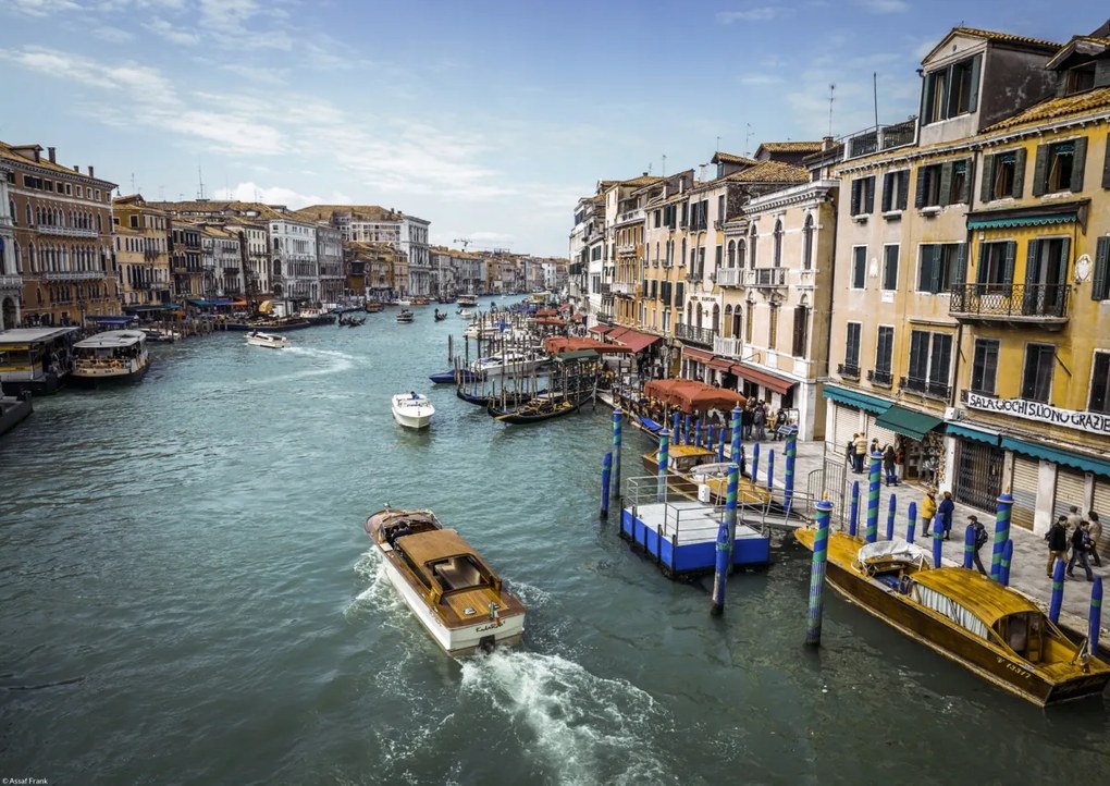 Poszter 42x29,7cm Híres Grand Canal a Rialto hídról, Assaf Frank