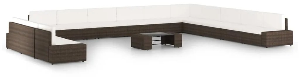 vidaXL 14 részes barna polyrattan kerti ülőgarnitúra párnákkal