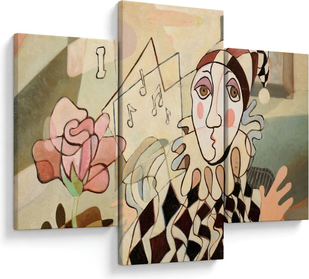 Kép - kubizmus -harlequin and rose (90x60 cm)