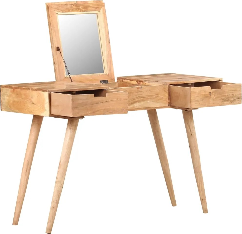 vidaXL tömör akácfa fésülködőasztal tükörrel 112 x 45 x 76 cm