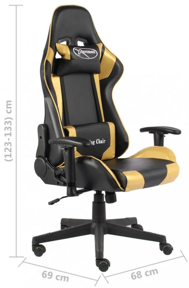 aranyszínű PVC forgó gamer szék