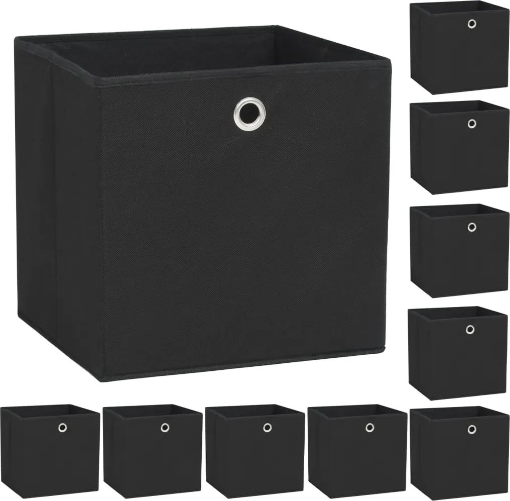 vidaXL 10 db fekete, nem szőtt tárolódoboz 32 x 32 x 32 cm