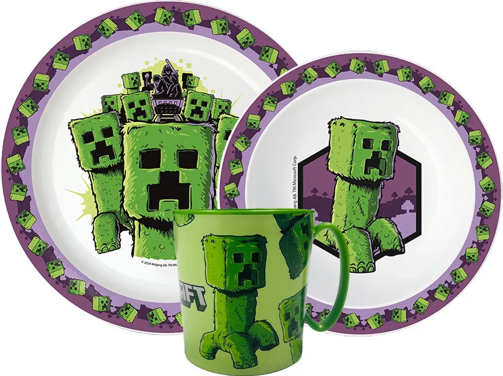 Minecraft The Movie étkészlet, micro műanyag szett bögrével 390 ml