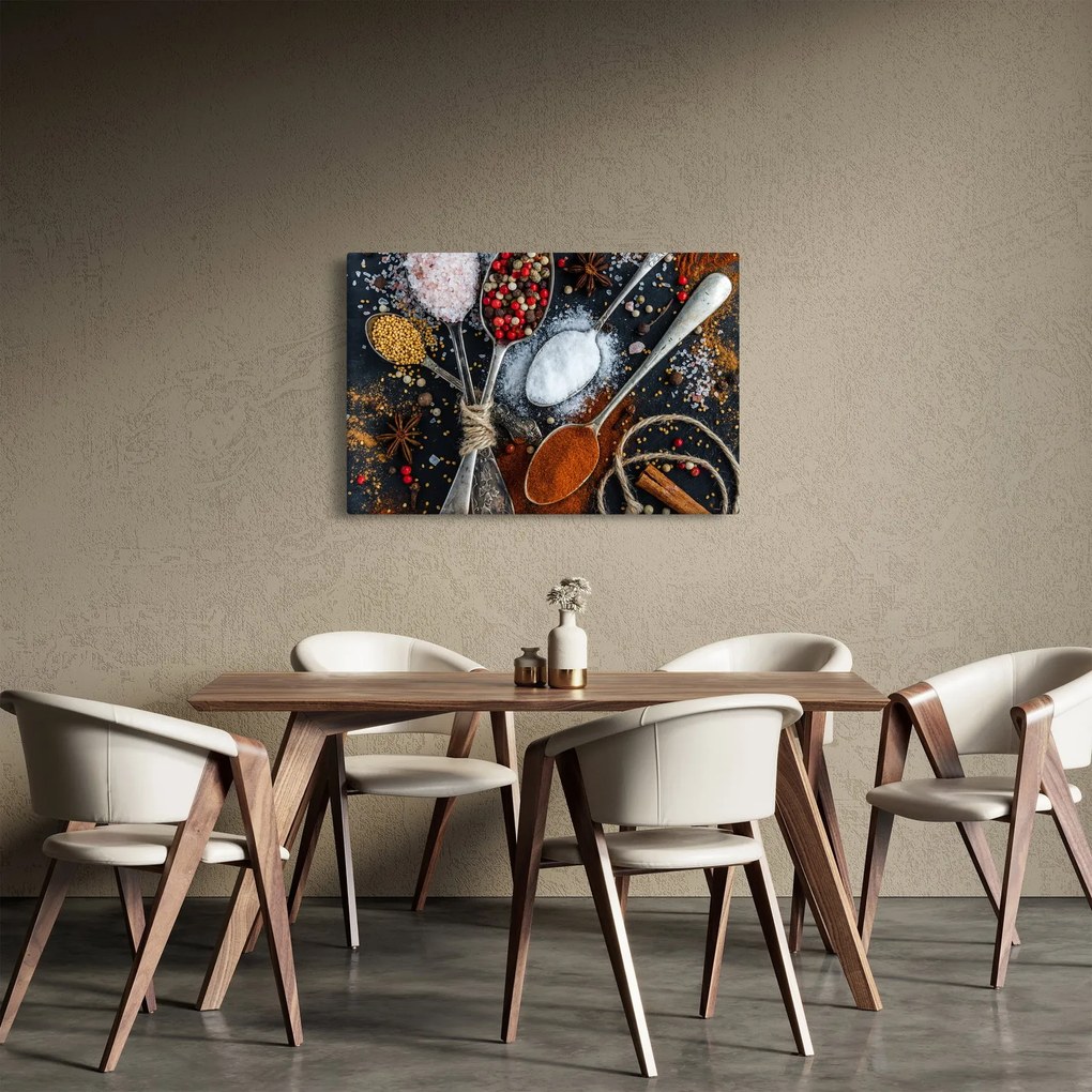 Egy kanál képe fűszerekkel (90x60 cm)