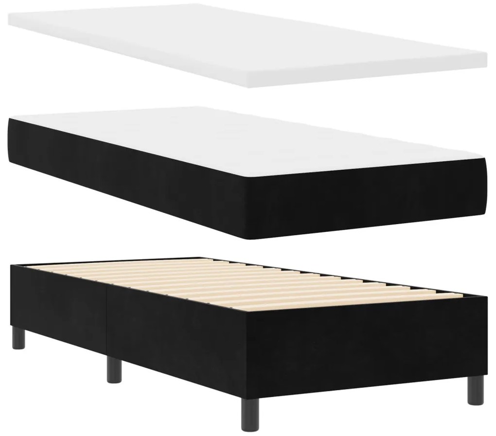 Boxspring Ágy Mattal Fekete 90x190 cm Bársonyos