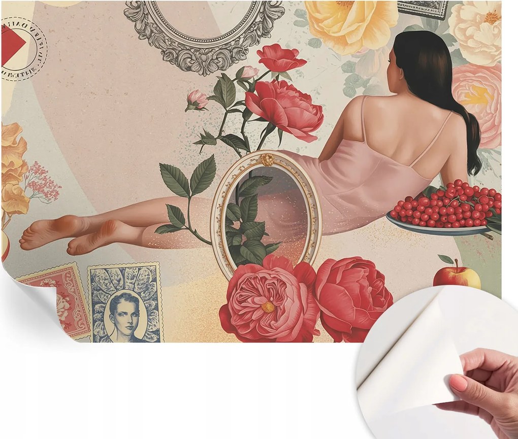 Öntapadós tapéta Fali furnér 3D hatás Virágos elegancia 152x104 cm