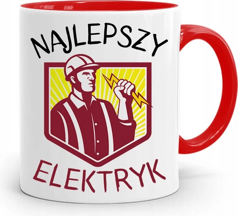 Piros Bögre Villanyszerelőnek A Legjobb Villanyszerelő fényképes nyomtatással