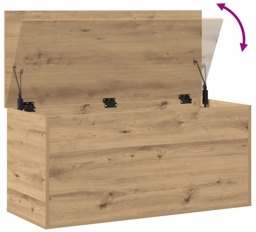 Tároló Doboza Fedéllel Kézműves Tölgy 100x42x46 cm Mérnöki Fa