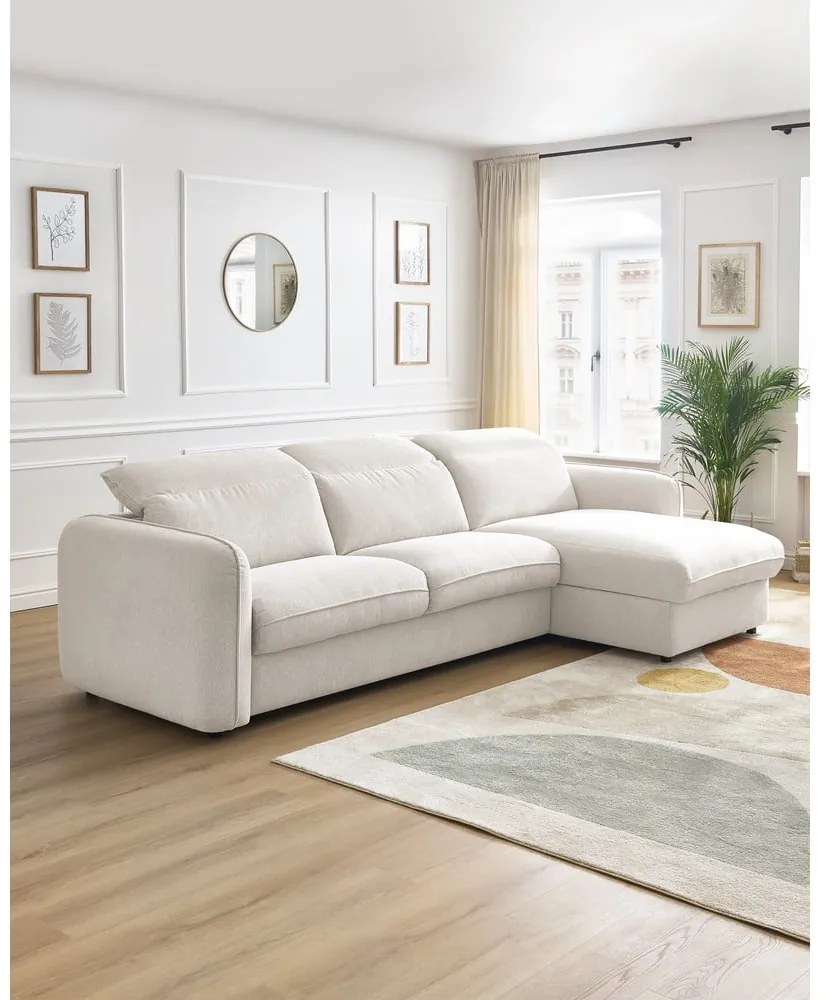 Fehér kinyitható sarokkanapé (variálható) Achille – Bobochic Paris