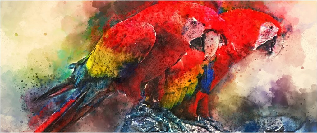 Vörös ara papagájok képe (120x50 cm)