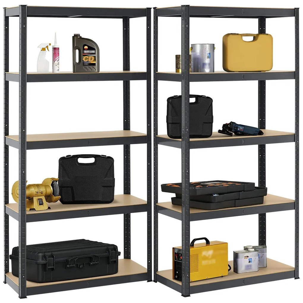 Juskys 2 darabos polcrendszer szett - 180x90x40 cm - szürke