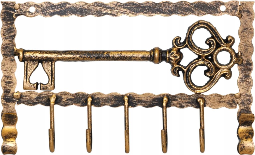 Kulcstartó Fém kulcs öt kampós akasztó patinás retro