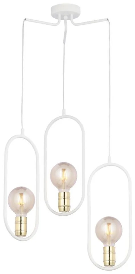 Jupiter 1822 - PI3 E27 - Csillár zsinóron PONTI 3xE14/40W/230V fehér