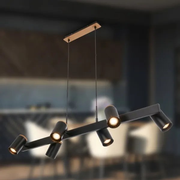 Briloner 4059065 - ERA kábeles csillár 6xGU10/10W/230V fekete