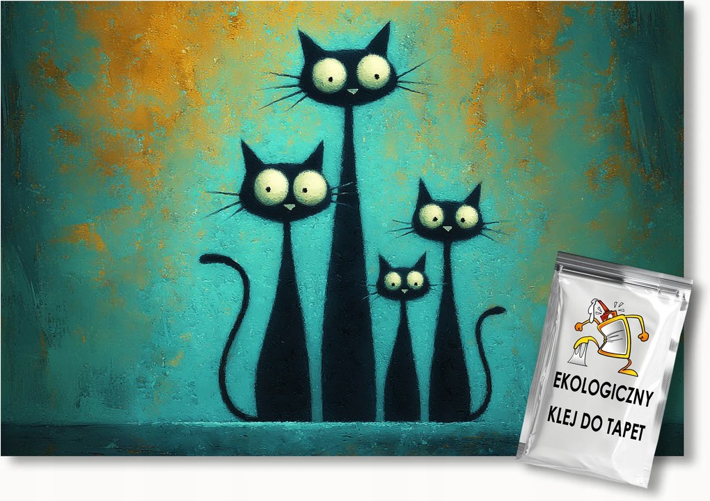 Fotótapéta Flizelina Gyerekek Rajz Állatok Vicces Macskák 100x75 ragasztó