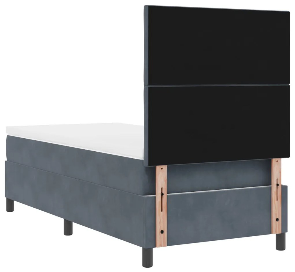 Boxspring Ágy Matraccal és LED-del Sötétszürke 90x200 cm Bársonyos