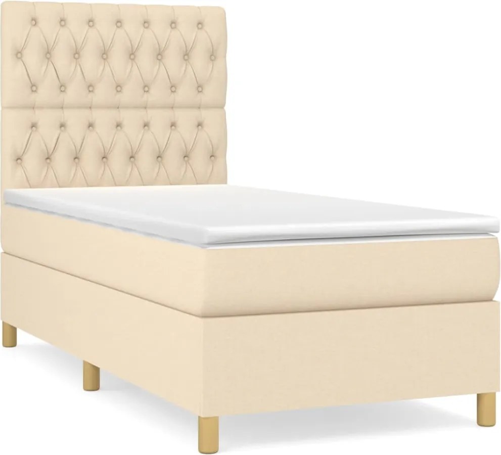 vidaXL krémszínű szövet rugós ágy matraccal 100 x 200 cm