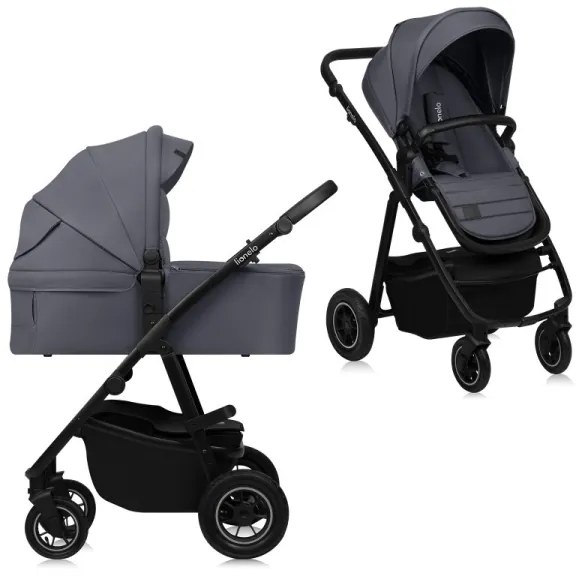 Lionelo - AMBER PLUS 2 az 1-ben kombinált babakocsi, szürke grafit