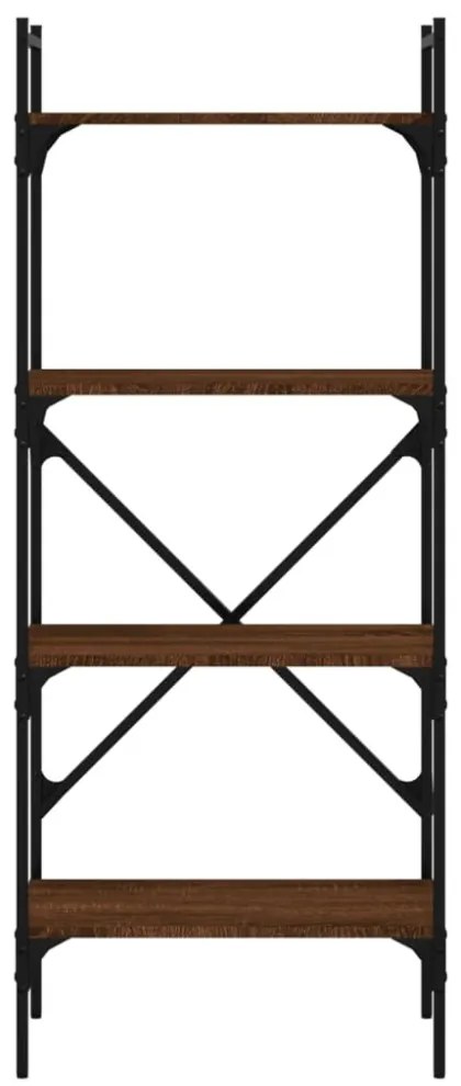 4 szintes barna tölgyszínű fa könyvespolc 56x31,5x138,5 cm