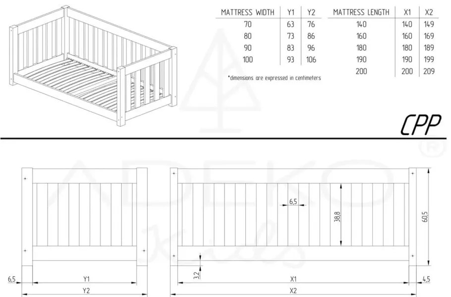 Natúr színű borovi fenyő gyerekágy 80x200 cm CPP – Adeko