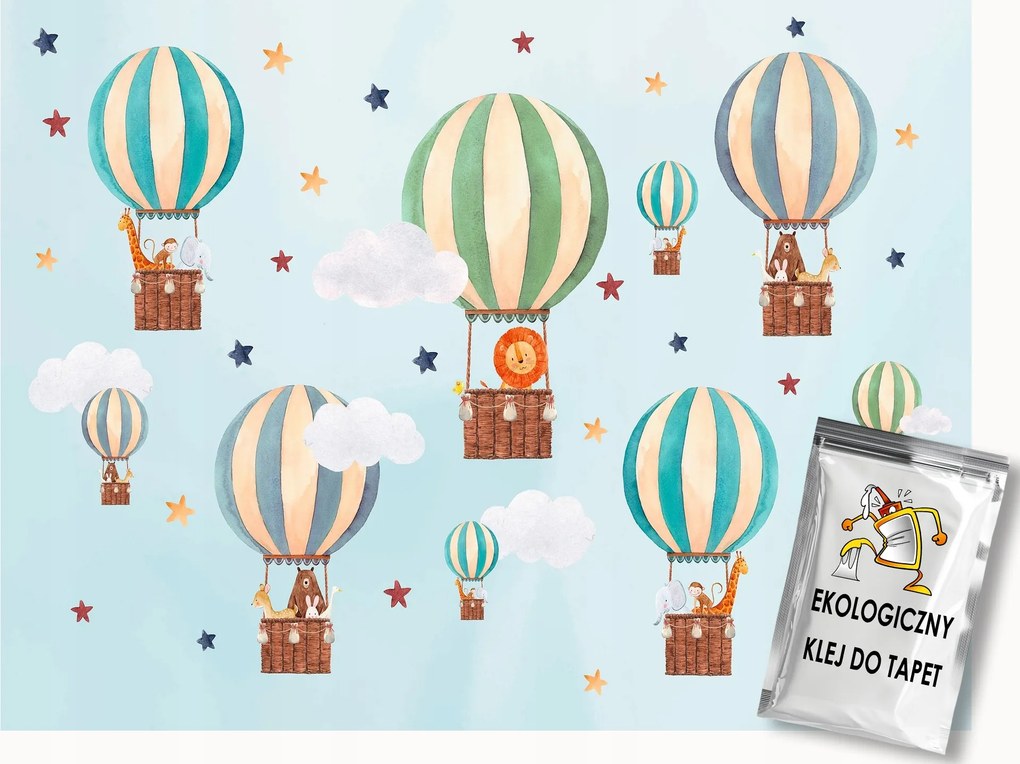 Fotótapéta Flizelina Gyerekek Utazás Repülés Léggömb Állatok Csillagok 400x280 ragasztó
