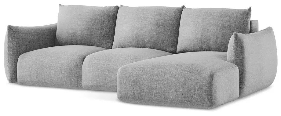 Világosszürke kinyitható sarokkanapé (jobb oldali-heverő résszel) Leila – Makamii