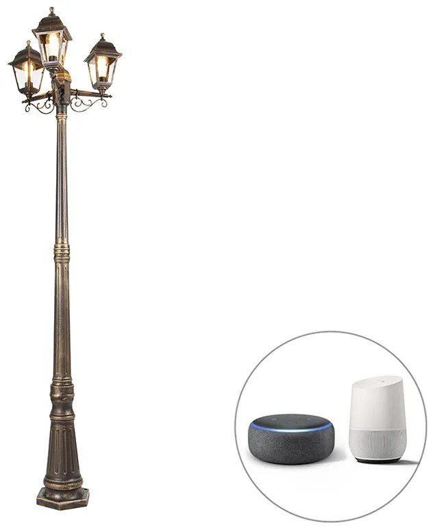 Okos lámpa antik arany 3 lámpás IP44 Wi-Fi ST64-vel - Capital