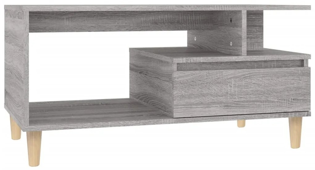 Szürke sonoma szerelt fa dohányzóasztal 90x49x45 cm