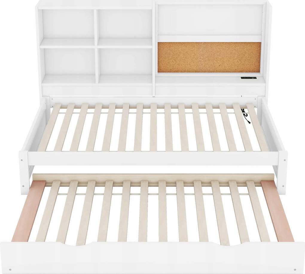 Összecsukható kanapé 90*200cm Gyerekágy Kihúzható tároló ágy Fehér