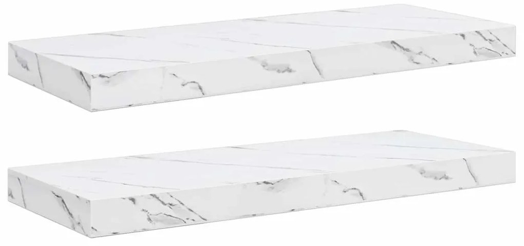 vidaXL Falpolc tárolóval 2 pcs Fehér márvány 60 x 23,5 x 4 cm Faanyag