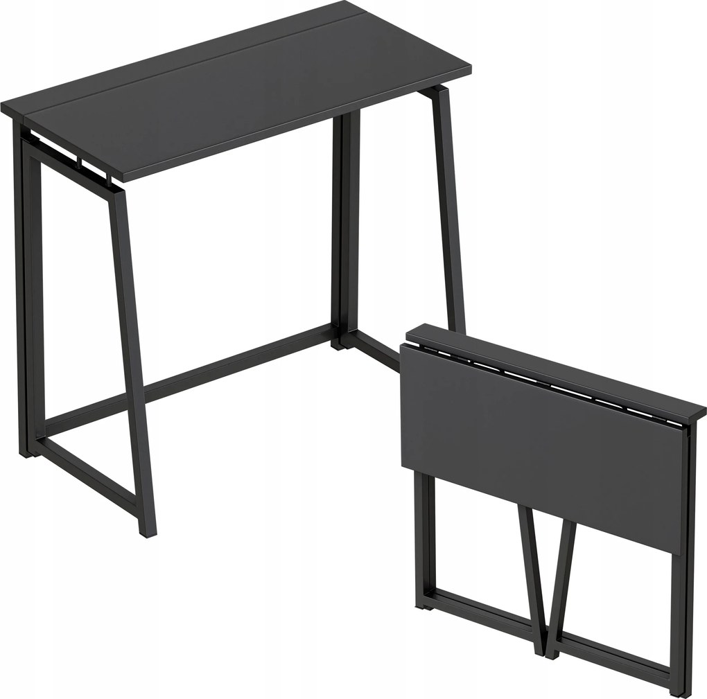 Összecsukható számítógépasztal Mark Adler fekete ipari loft 80x40 cm