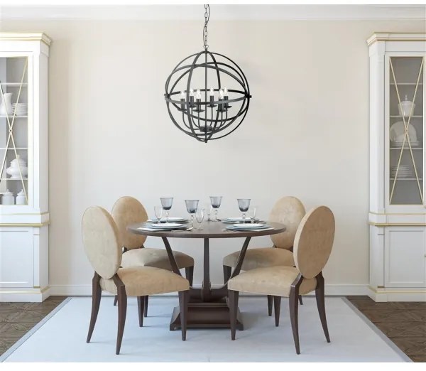 Searchlight 2476-6BK - Láncos csillár ORBIT 6xE14/60W/230V fekete