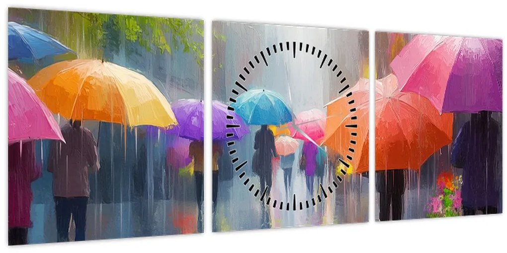 Kép - Esős nap (órával) (90x30 cm)