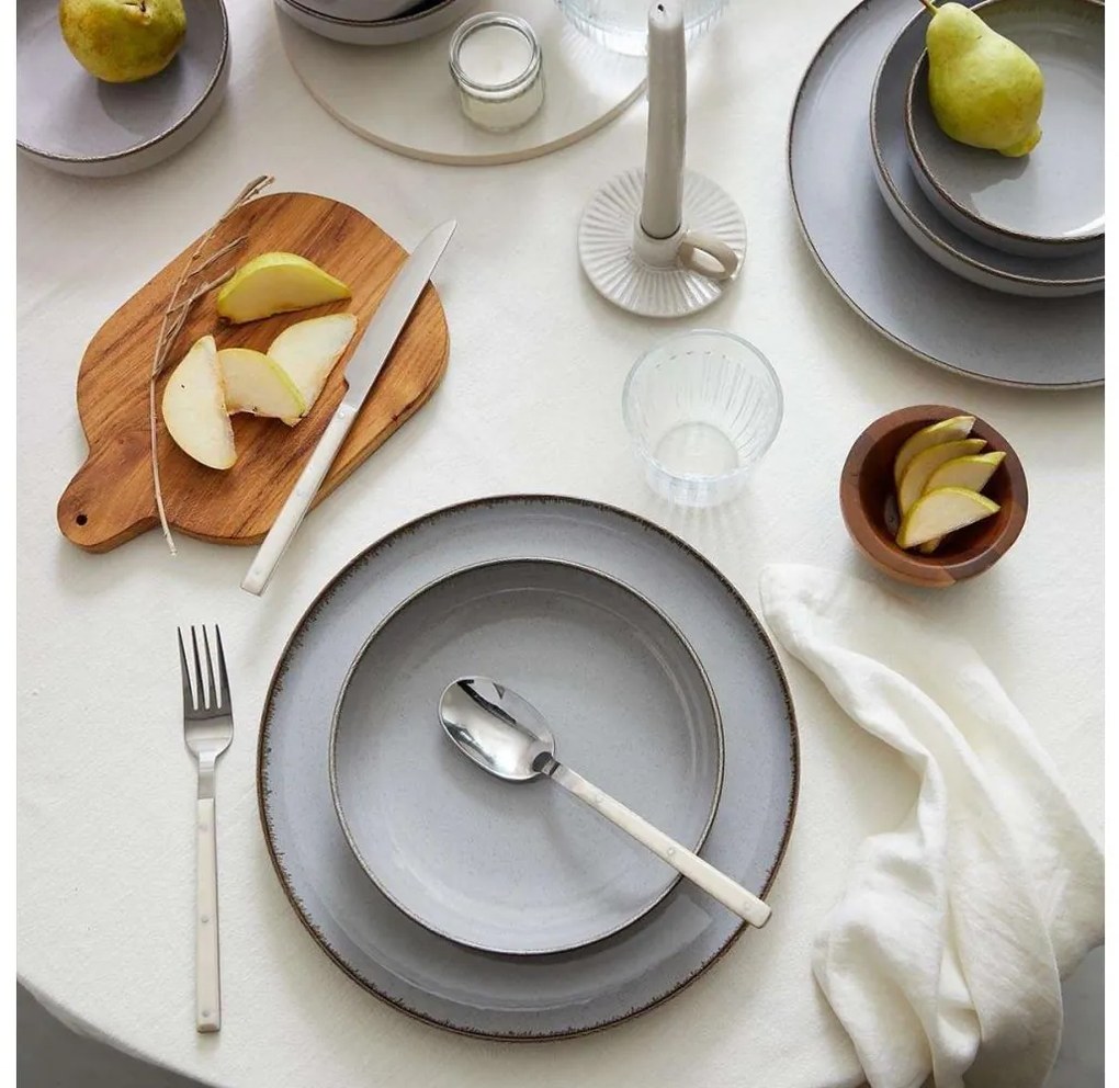 18 darabos szürke porcelán étkészlet