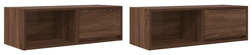 2 db barna tölgy színű szerelt fa TV-szekrény 80x31x25,5 cm