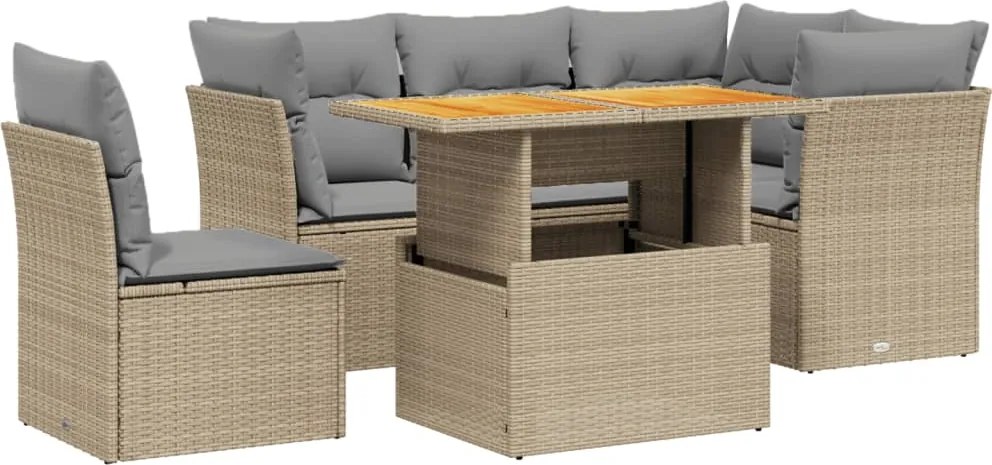 vidaXL 5 részes bézs polyrattan kerti ülőgarnitúra párnákkal