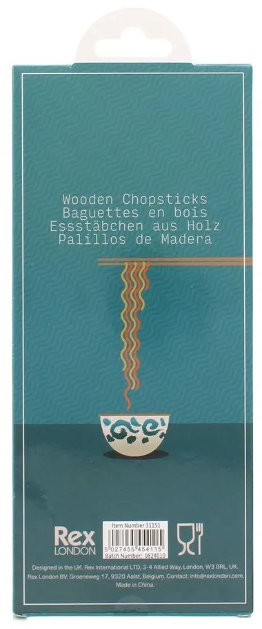 Natúr színű fa evőpálcika szett 5 db-os Beckoning Cats – Rex London