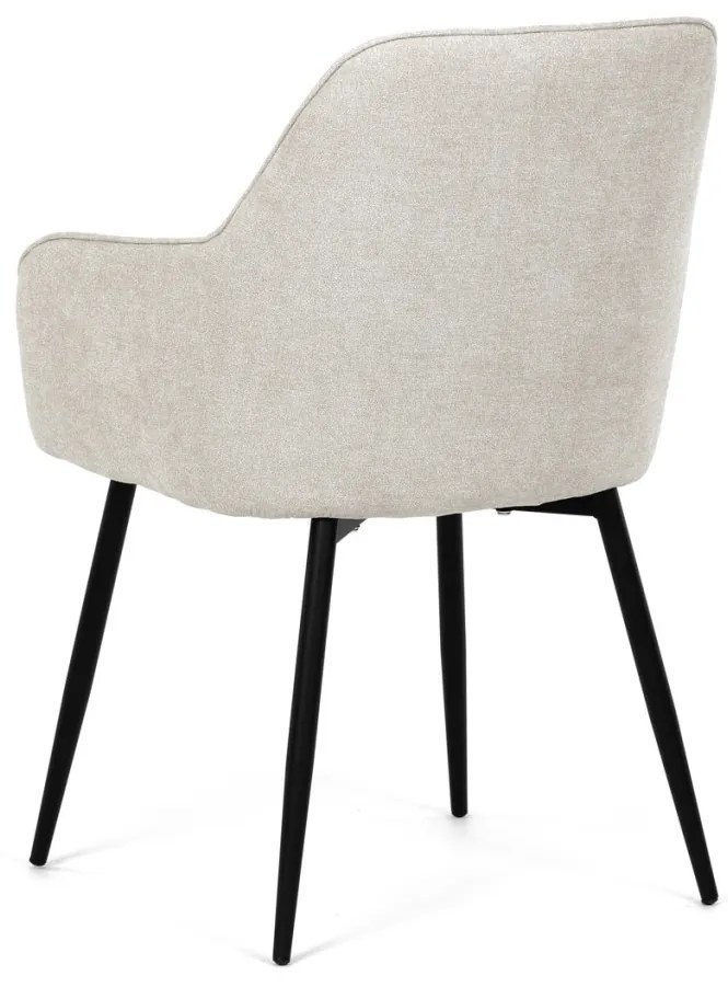 Scaun de sufragerie elegant, stofă bej, metal negru