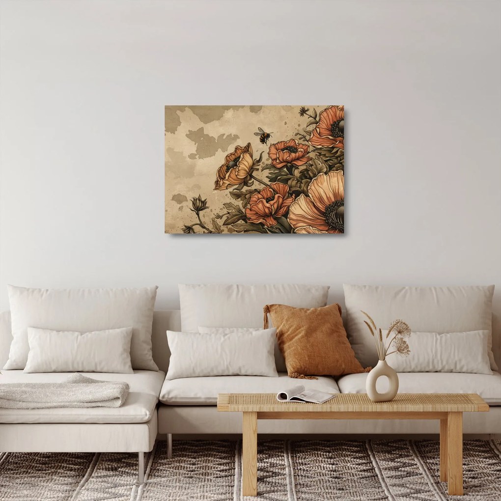 Üveg kép - Méhecske rét II. (70x50 cm)