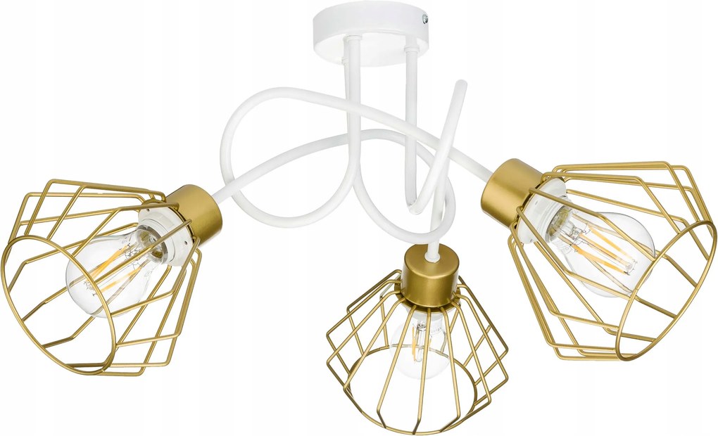 Mennyezeti lámpa csillár lógó Loft göndör drót gyémánt 3x E27 arany